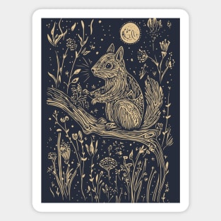 Mystical Squirrel in a Celestial Forest – Cosmic Woodland Spirit Magnet